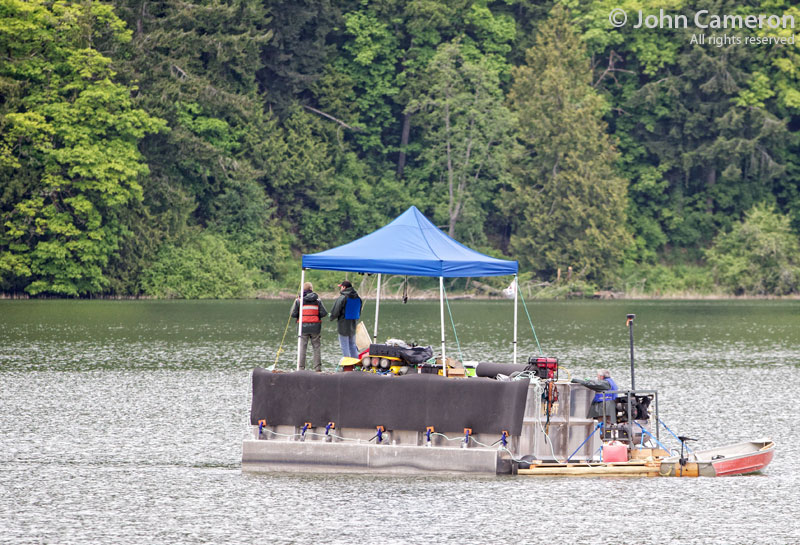 working on the aerators at St. Mary Lake
